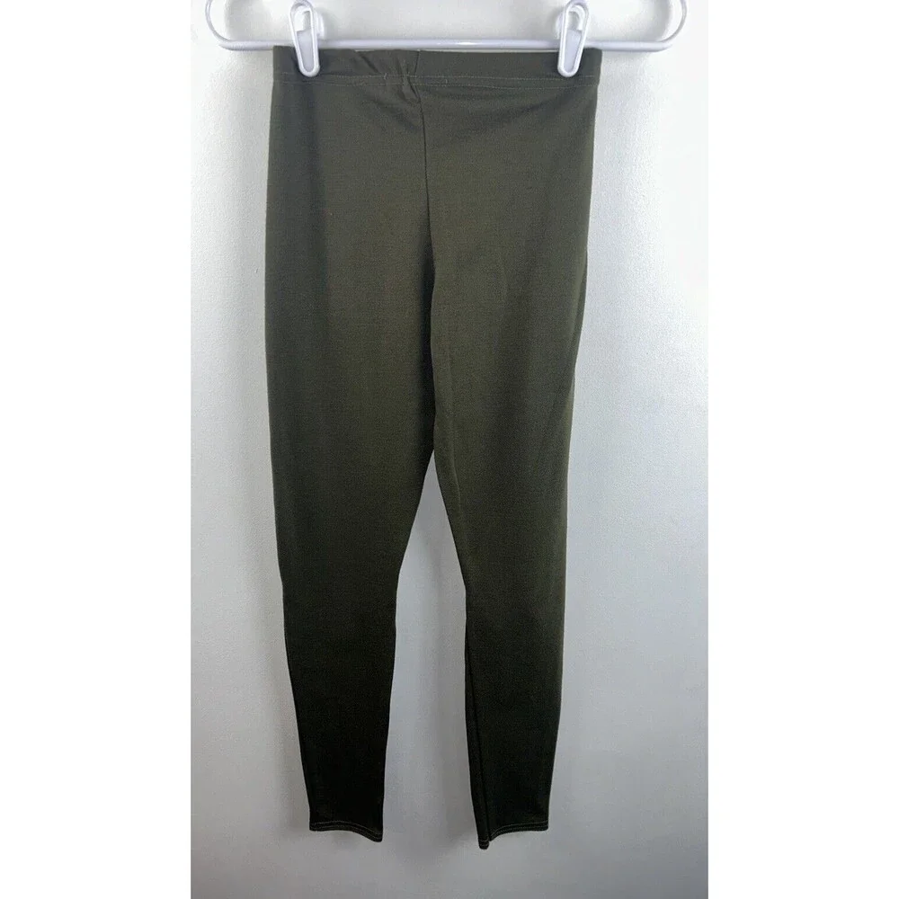 Missguided Sz 6 Pull On Leggings Cut Out Knee Army Green Yoga Stretch Women’s